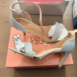 Elegant Silver Glitter Women's Heels
